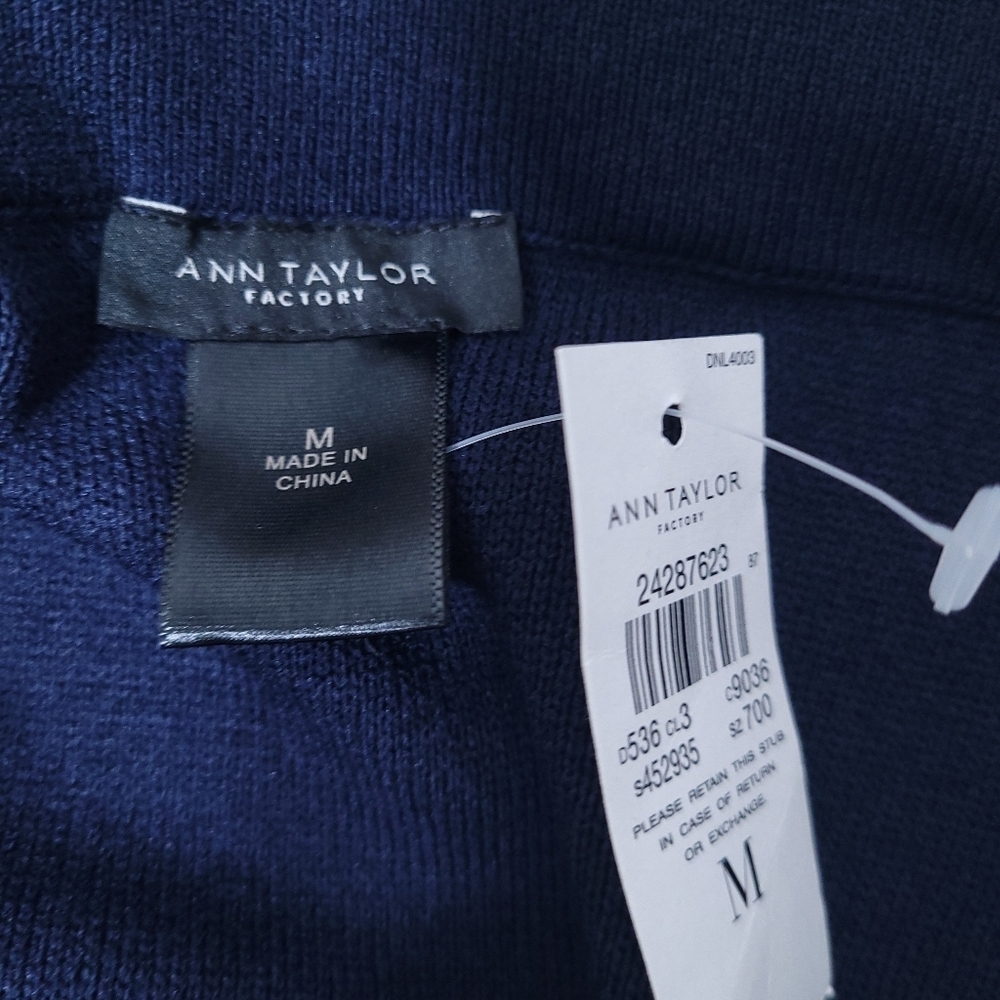Ann Taylor LOFT Navy Blue Ruffle Pencil Skirt Midi Stretch Size M NWT - Picture 7 of 8